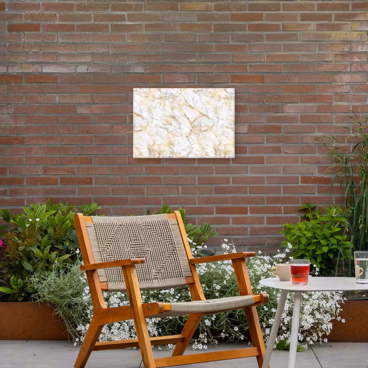 Buiten canvas - Marmer - Wit - Expressief - Goudaccenten — 2