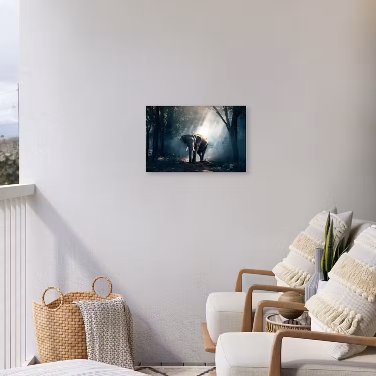 Buiten canvas - Olifant in mystiek bos — 4