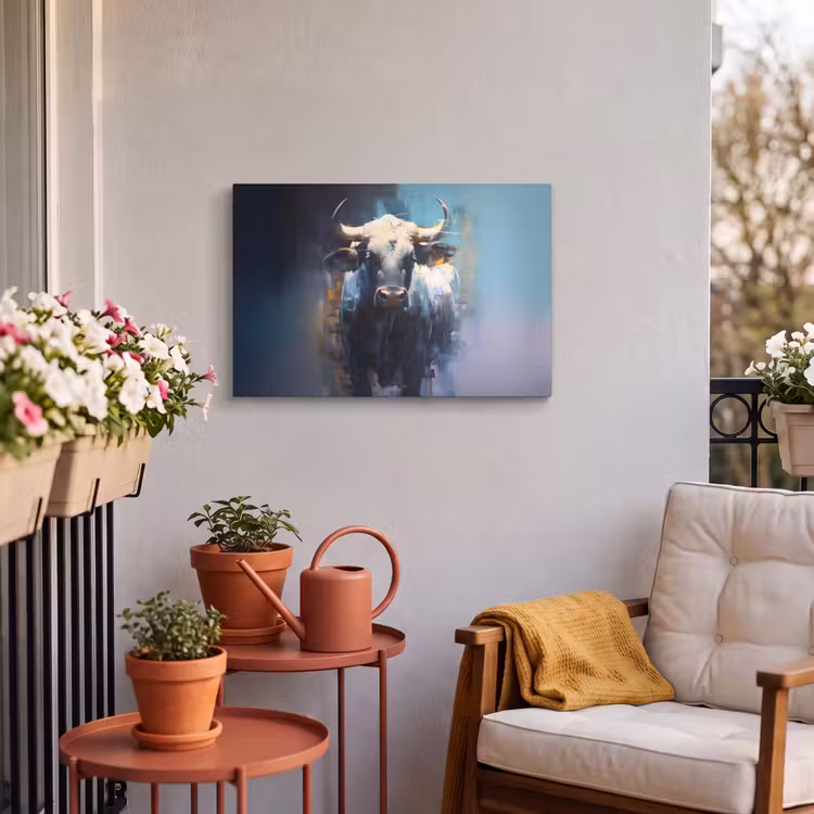 Buiten canvas - Stier - Zwart - Abstract - Horens — 4