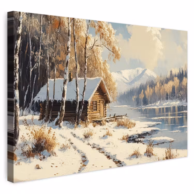 Buiten canvas - Winter - Sneeuw - Huis - Natuur — 1