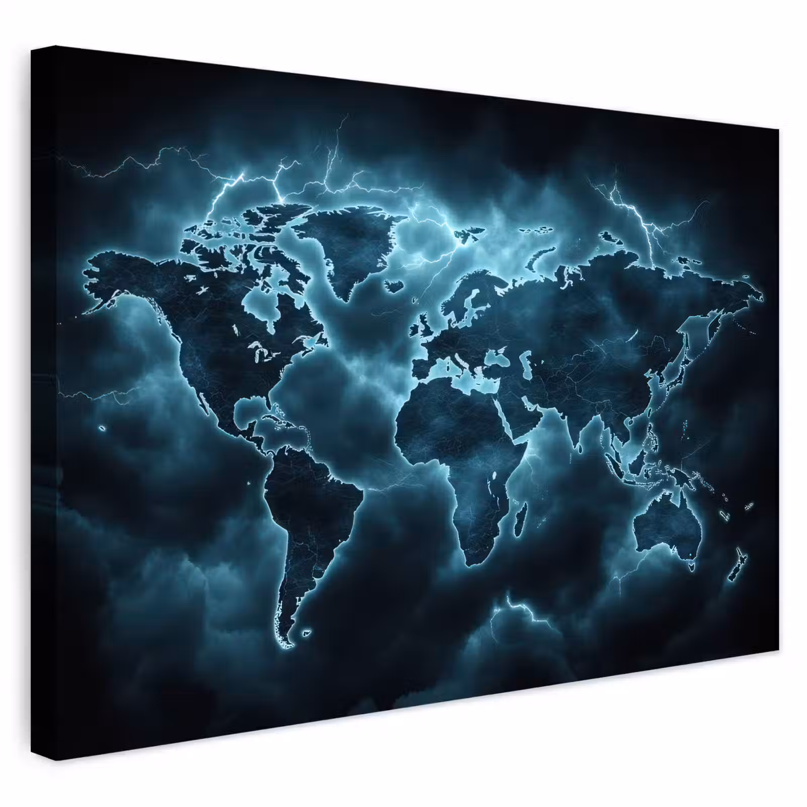 Buiten canvas - Wereldkaart - Bliksem - Blauw — 1