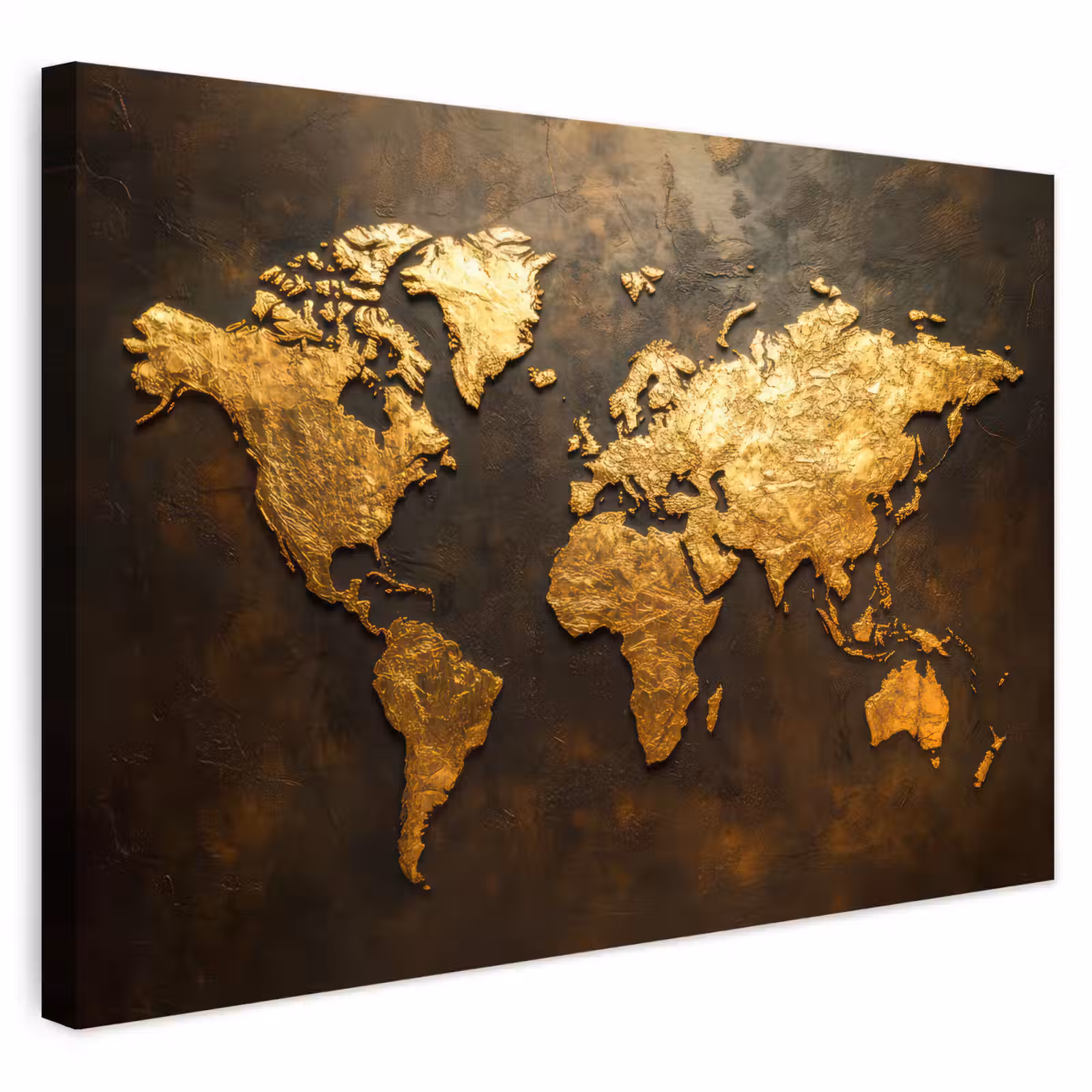 Buiten canvas - Wereldkaart - Goud - Roest — 1