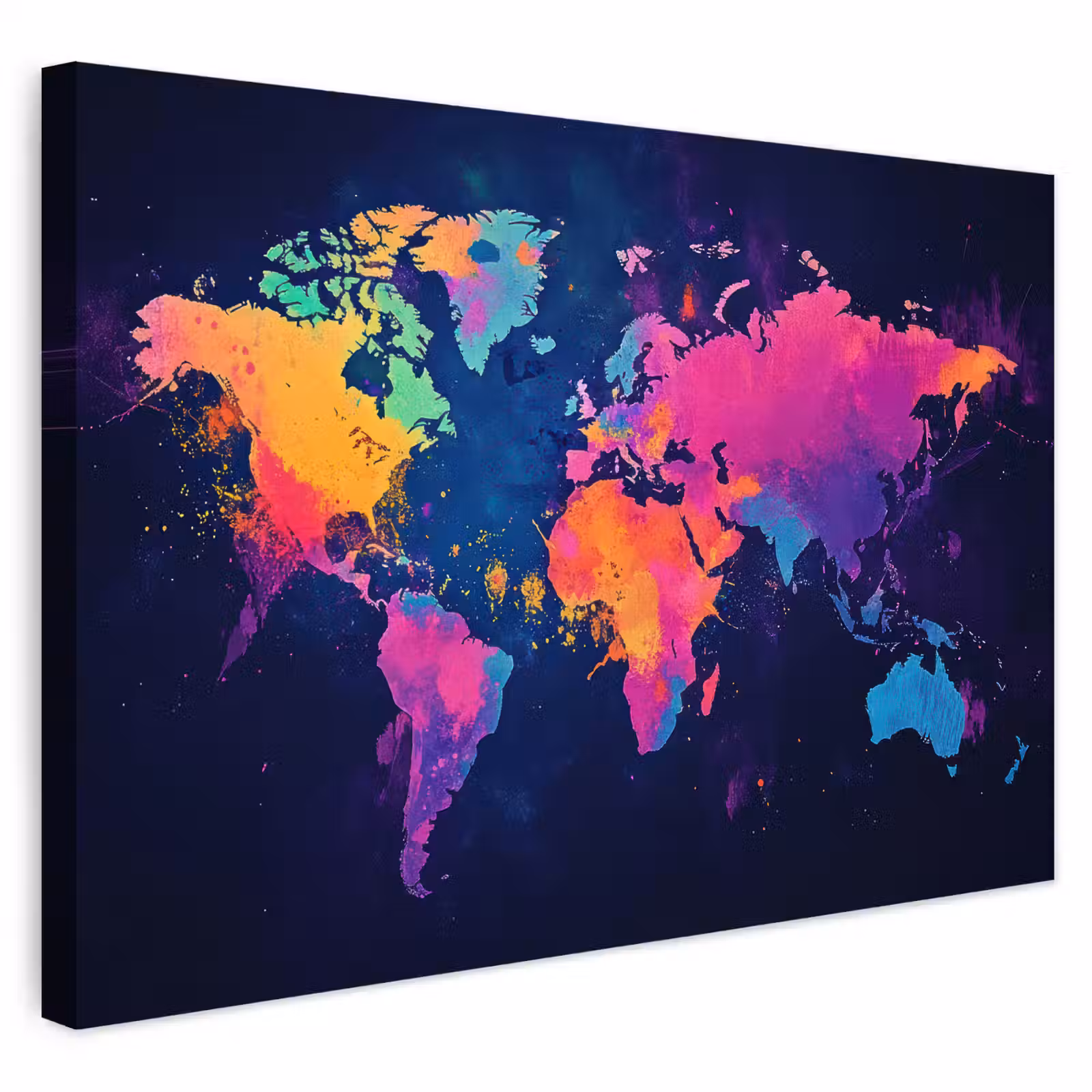 Buiten canvas - Wereldkaart - Kleurrijk - Graffiti — 1