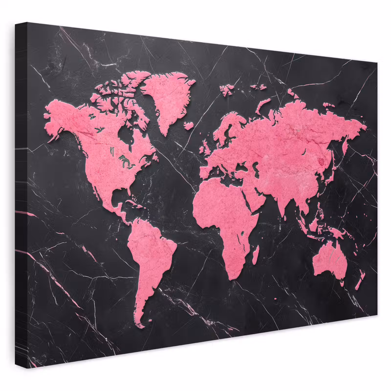 Buiten canvas - Wereldkaart - Roze - Marmer — 1