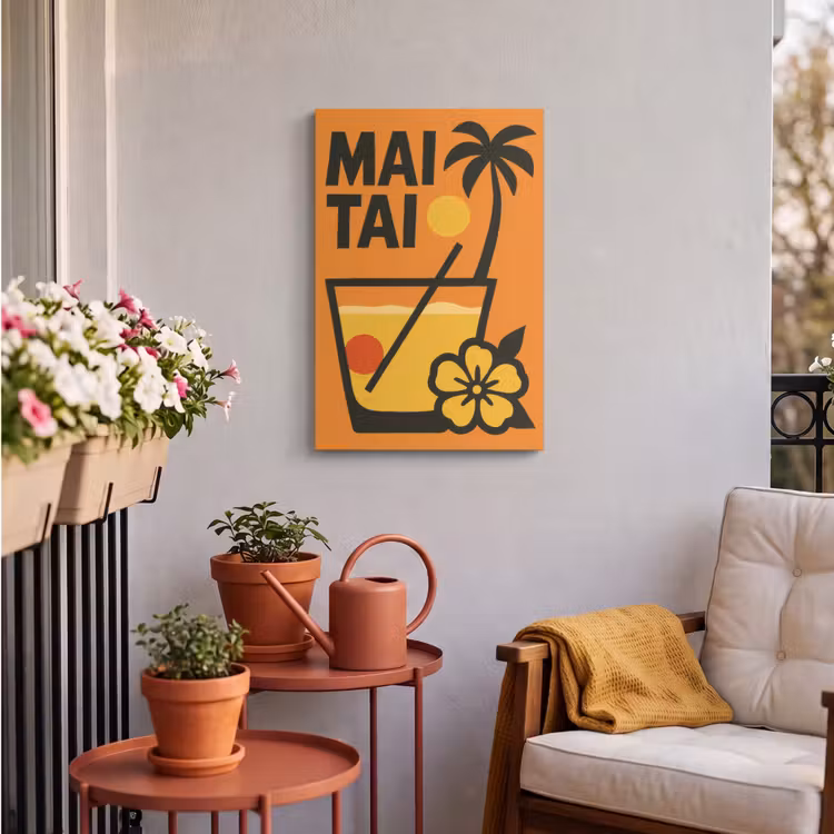 Buiten canvas - Palmboom - Bloem - Art - Drink — 4