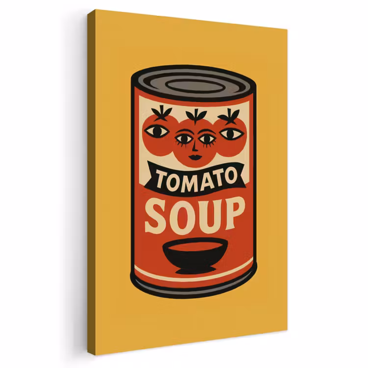Buiten canvas - Tomatensoep - Gezichtje - Illustratie - Rood — 1