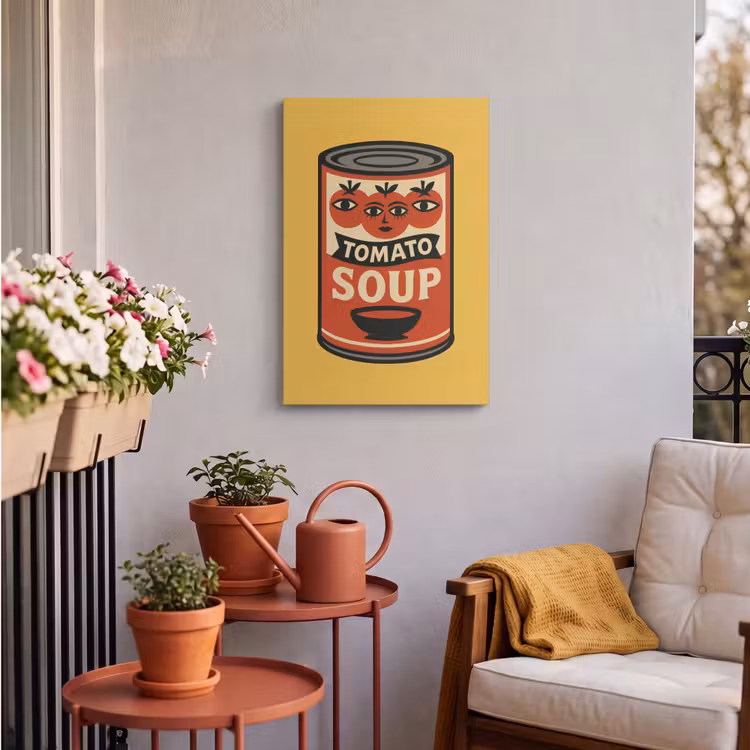 Buiten canvas - Tomatensoep - Gezichtje - Illustratie - Rood — 3