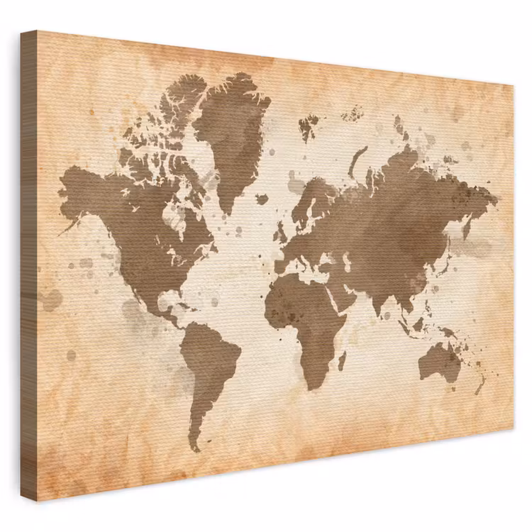 Buiten canvas - Wereldkaart - Beige - Bruin — 1