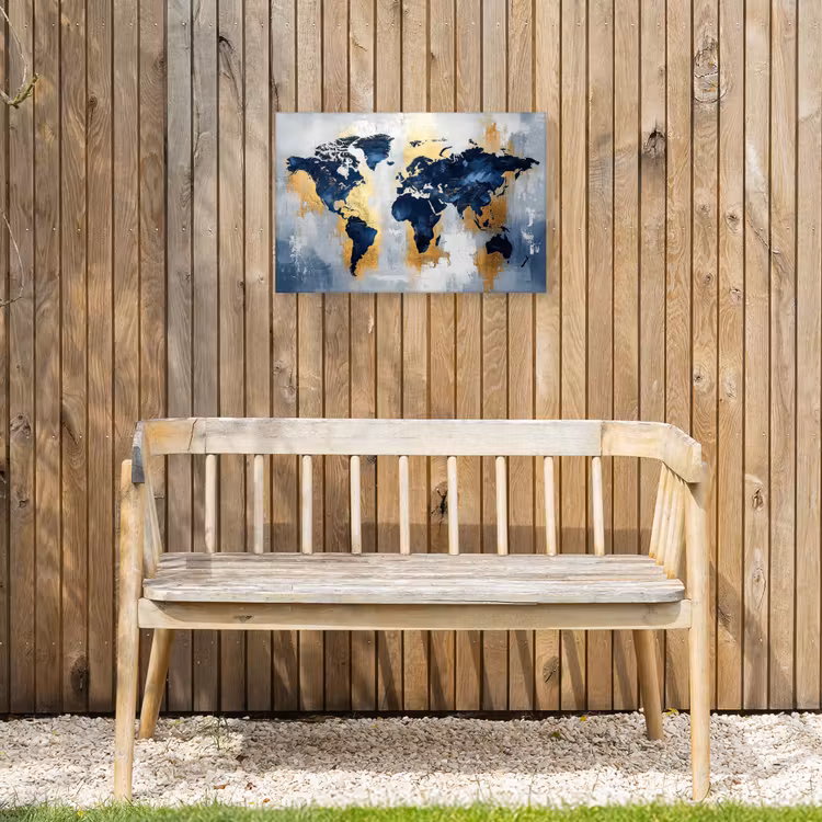 Buiten canvas - Wereldkaart - Blauw - Abstract — 3