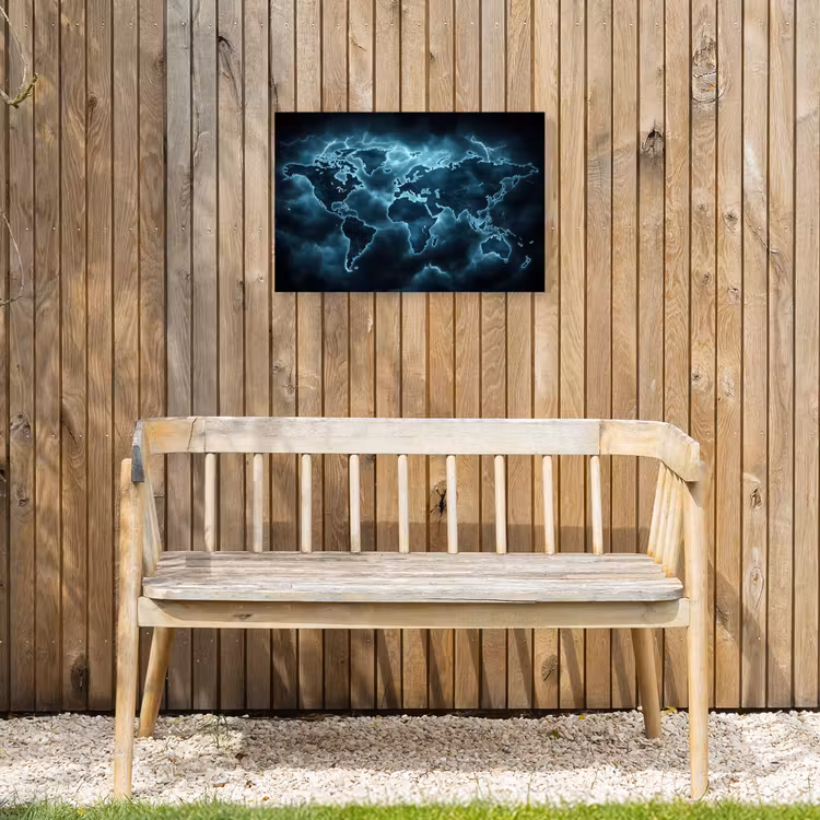 Buiten canvas - Wereldkaart - Bliksem - Blauw — 3