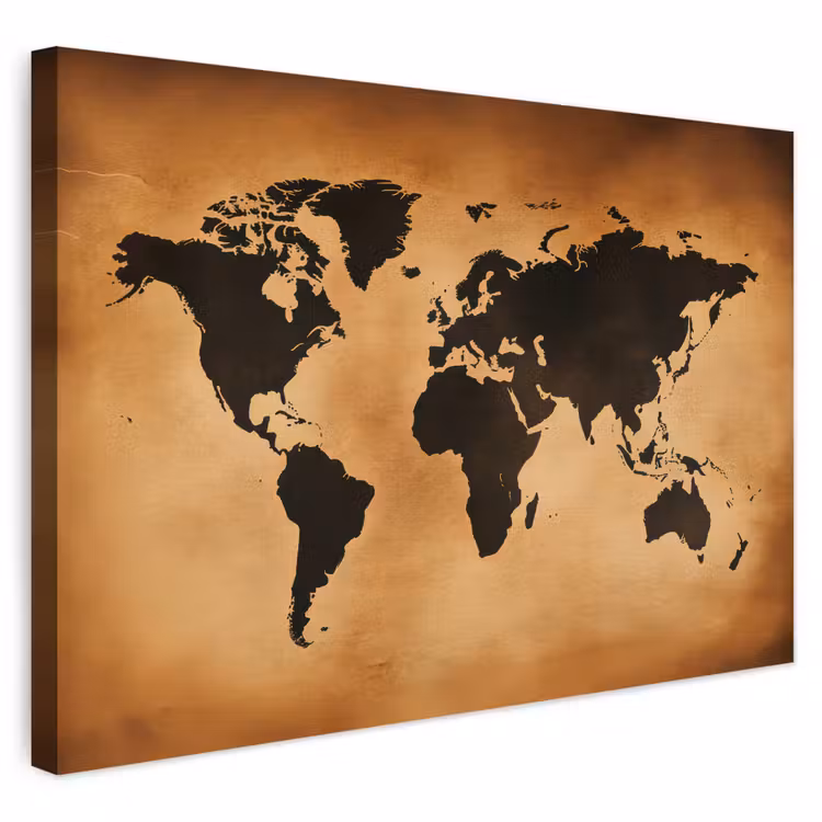 Buiten canvas - Wereldkaart - Bruin - Kaart — 1