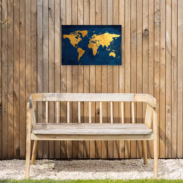 Buiten canvas - Wereldkaart - Goud - Donkerblauw — 3
