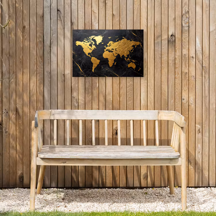 Buiten canvas - Wereldkaart - Goud - Marmer — 3