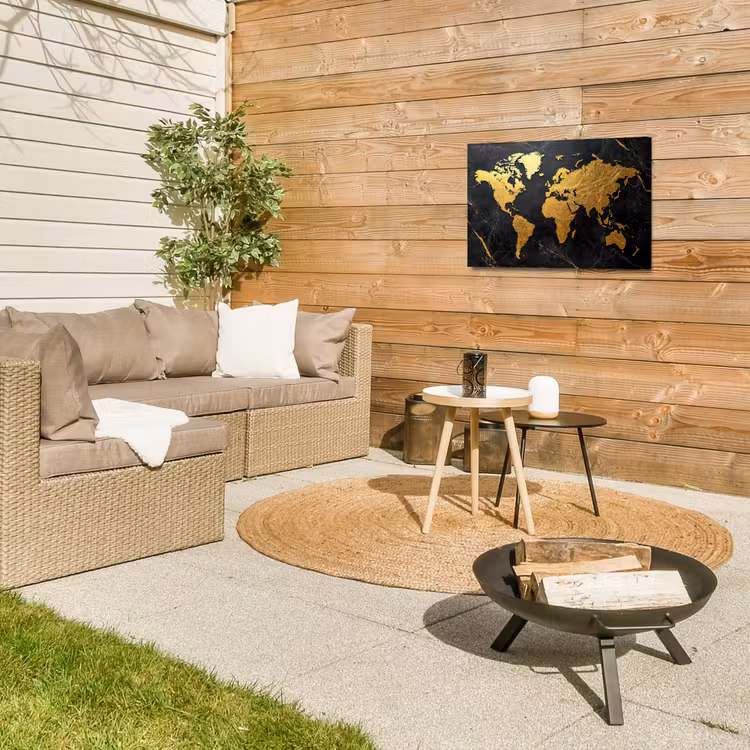 Buiten canvas - Wereldkaart - Goud - Marmer — 5