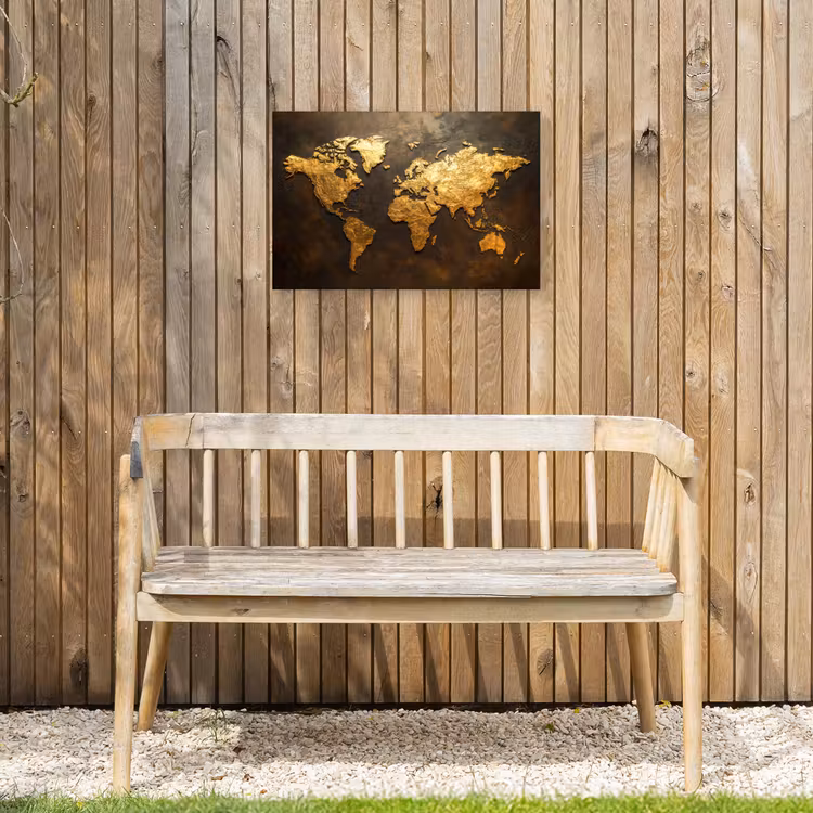 Buiten canvas - Wereldkaart - Goud - Roest — 3