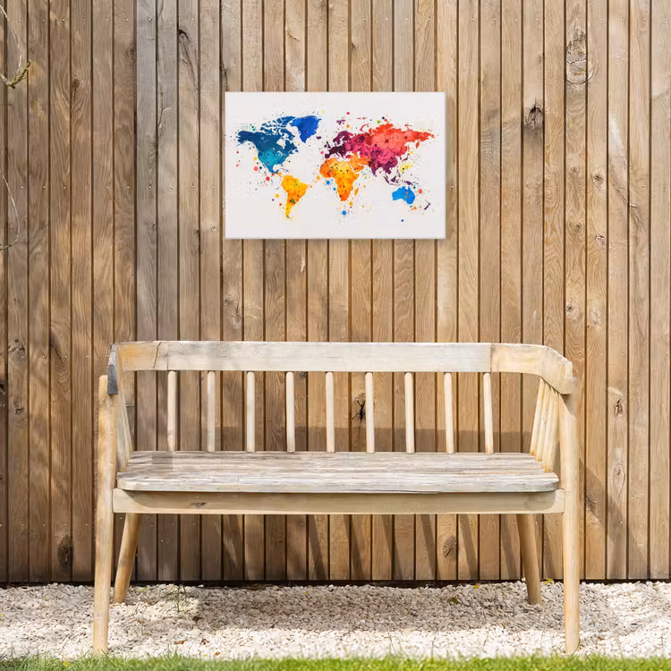 Buiten canvas - Wereldkaart - Graffiti - Kleurrijk — 3