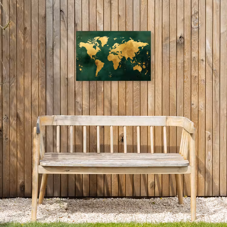 Buiten canvas - Wereldkaart - Groen - Goud — 3