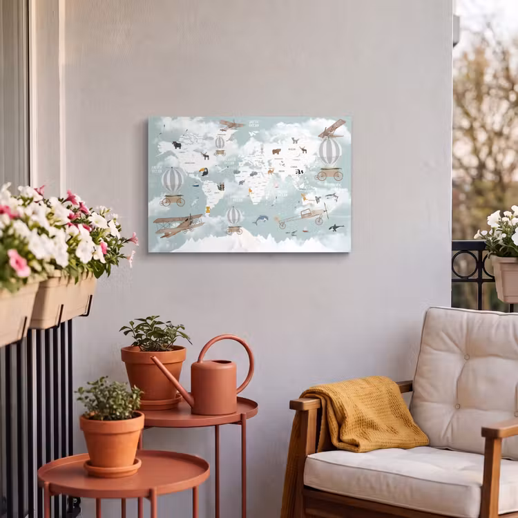 Buiten canvas - Wereldkaart - Kind - Vliegtuig — 4