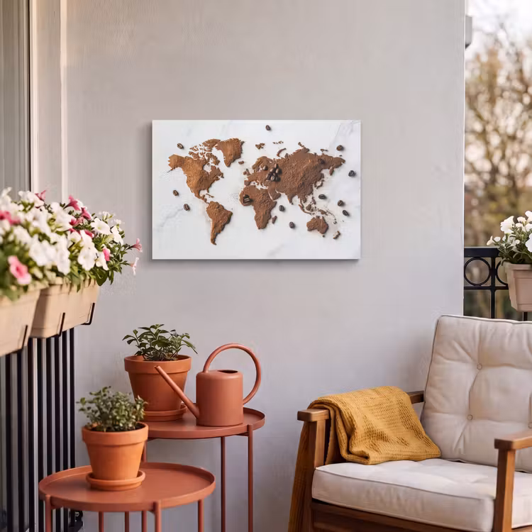 Buiten canvas - Wereldkaart - Koffie - Marmer — 4