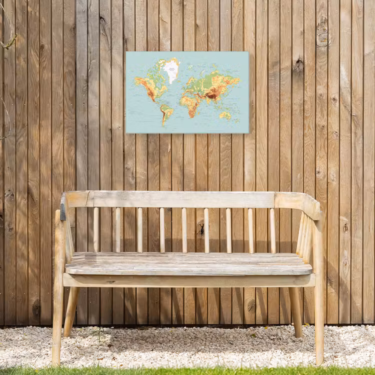 Buiten canvas - Wereldkaart - Realistisch - Blauw — 3