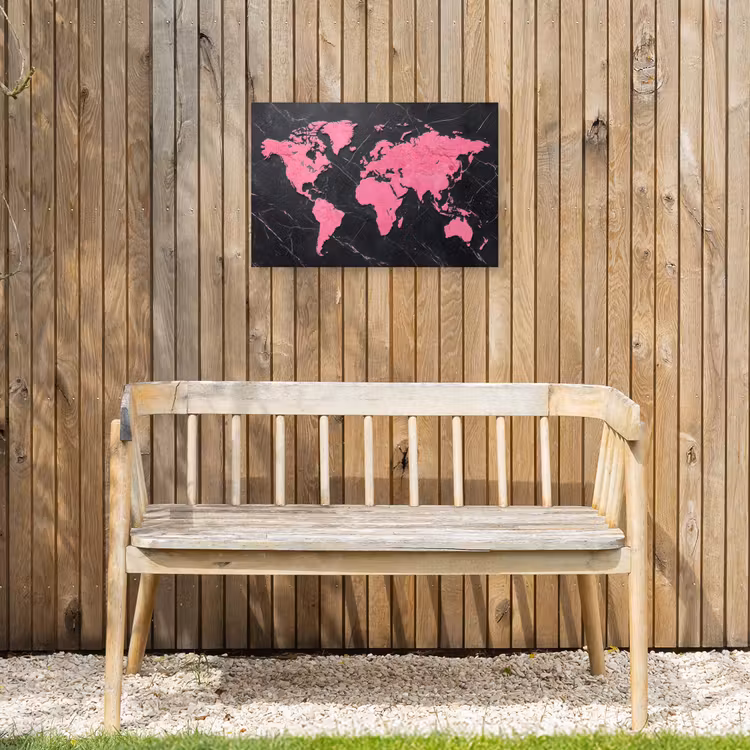 Buiten canvas - Wereldkaart - Roze - Marmer — 3