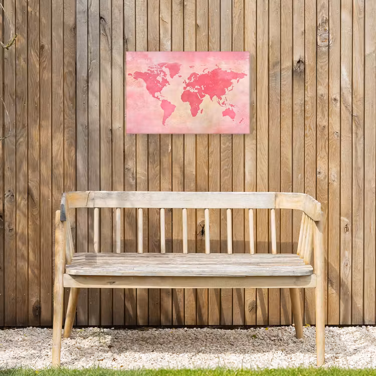 Buiten canvas - Wereldkaart - Roze - Vaag — 3