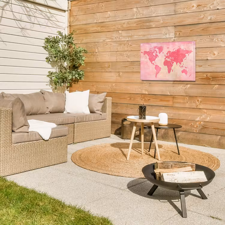 Buiten canvas - Wereldkaart - Roze - Vaag — 5