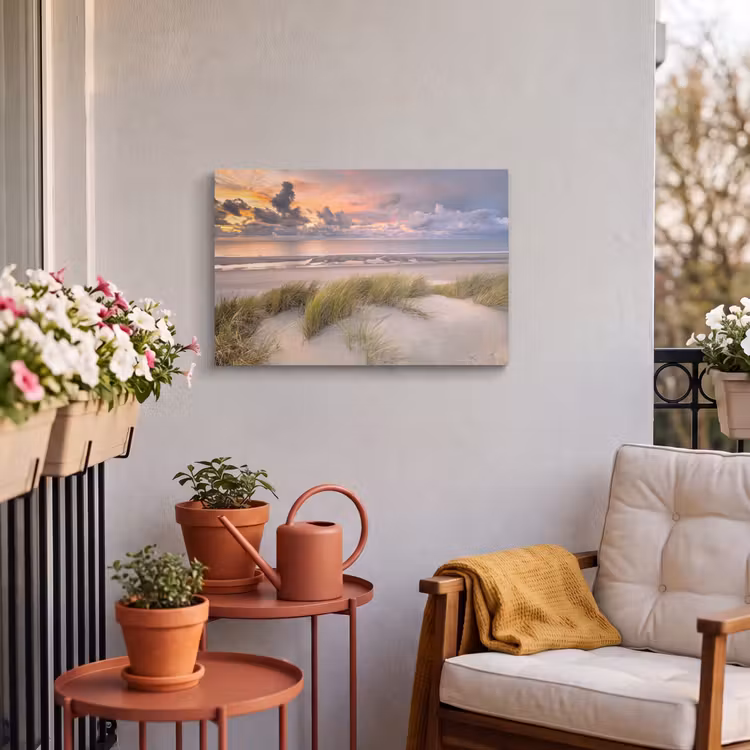 Buiten canvas - Zonsondergang - Duin - Strand - Planten - Zee — 3