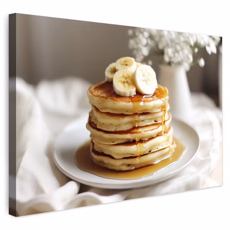 Buiten canvas - Pannenkoeken - Banaan - Siroop - Wit - Beige — 1
