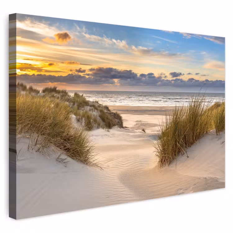 Buiten canvas - Strand - Duin - Gras - Zonsondergang - Zee — 1