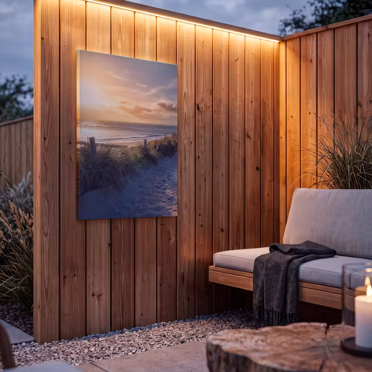 Buiten canvas - Zonsondergang - Strand - Duin - Gras - Bank — 4