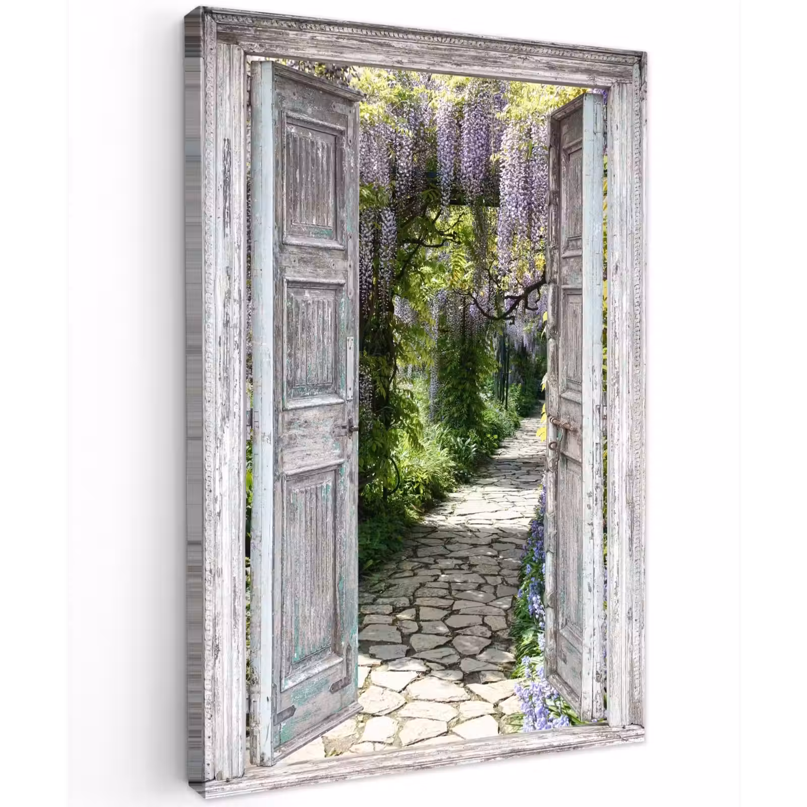 Buiten canvas - Oude deuren naar een tuinpad — 1