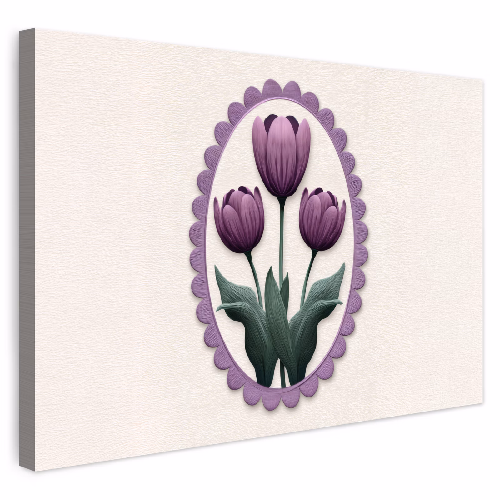 Buiten canvas - Tulpen - Paars - Lijst - Bladeren — 1