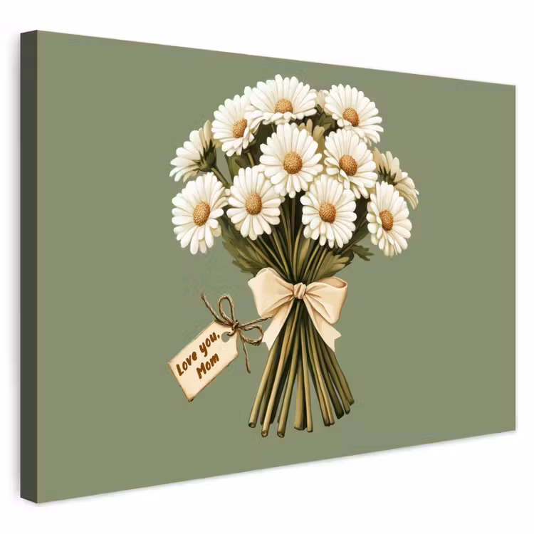 Buiten canvas - Lint - Boeket - Groen - Quote — 1