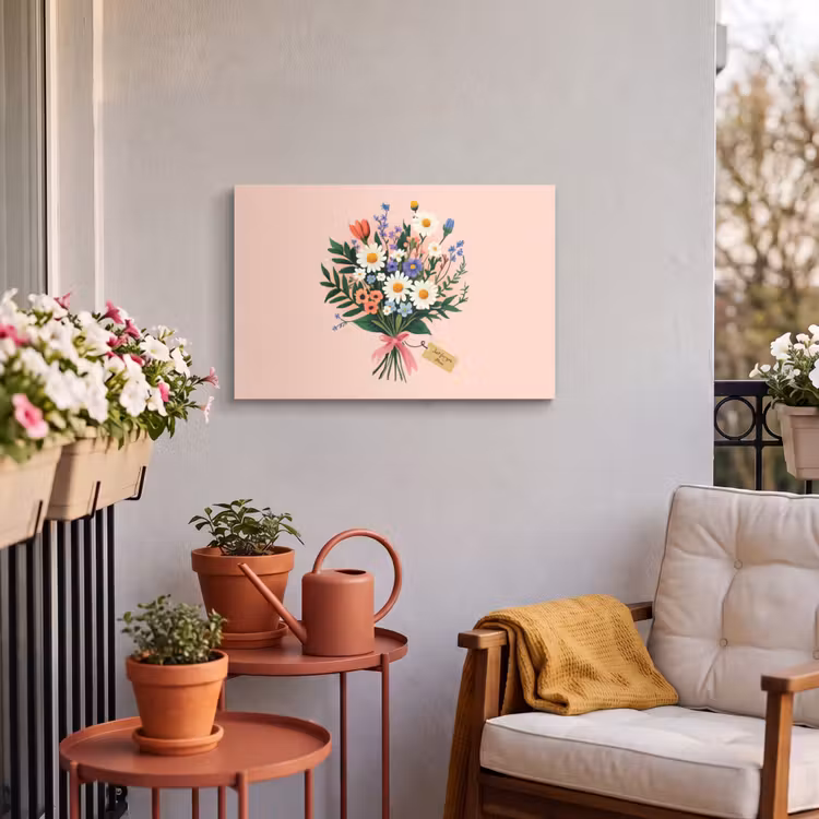 Buiten canvas - Margrieten - Boeket - Strikje - Roze — 3