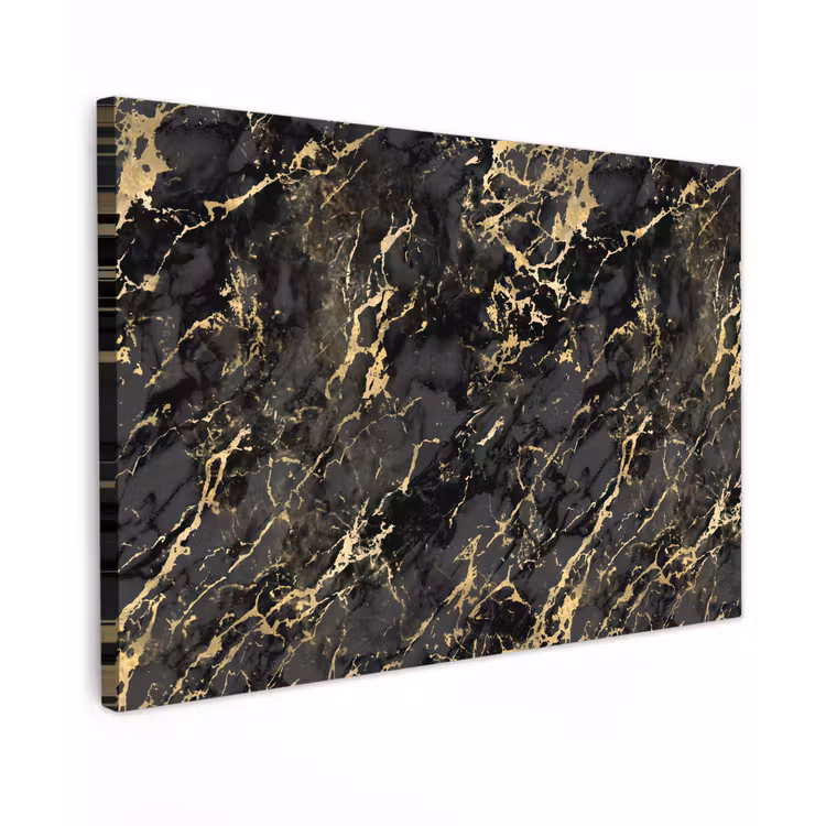 Buiten canvas - Marmer - Zwart - Goudstructuur — 1