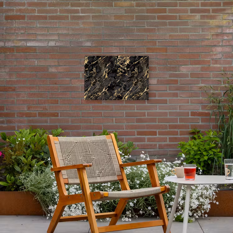 Buiten canvas - Marmer - Zwart - Goudstructuur — 2