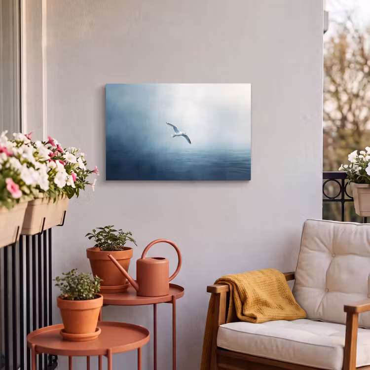 Buiten canvas - Meeuw - Wit - Zee - Mistig — 4