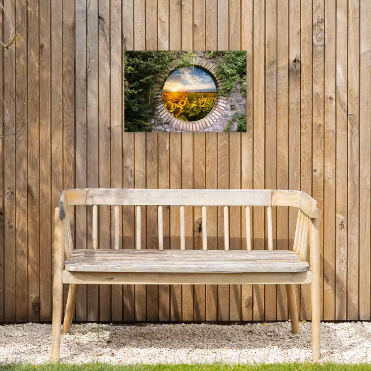 Buiten canvas - Ronde poort naar zonnebloemveld — 3