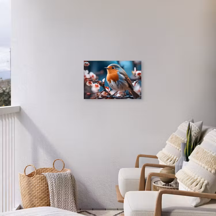 Buiten canvas - Roodborstje tussen de Bloesems — 4