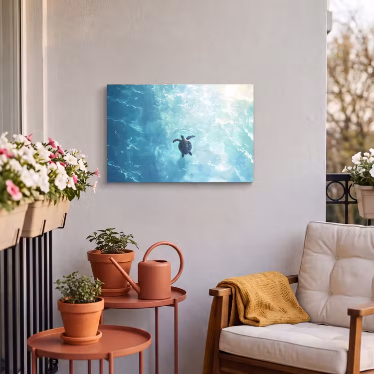 Buiten canvas - Schildpad - Zee - Blauw - Schittering — 4