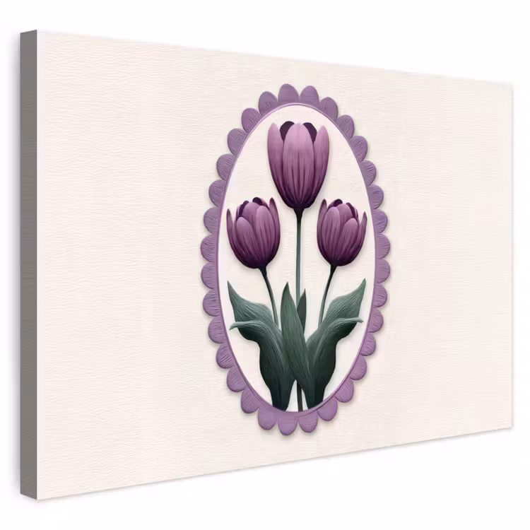 Buiten canvas - Tulpen - Paars - Lijst - Bladeren — 1