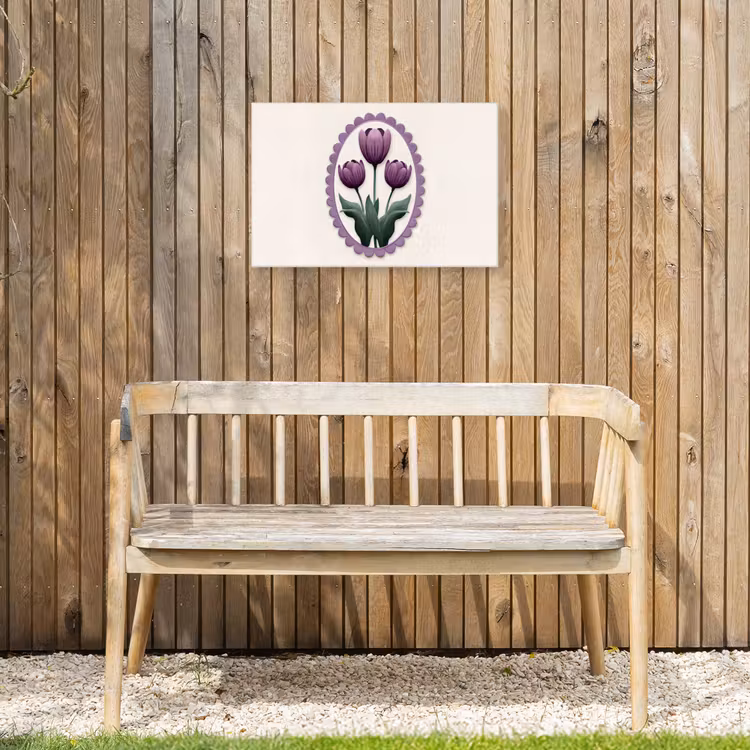 Buiten canvas - Tulpen - Paars - Lijst - Bladeren — 3
