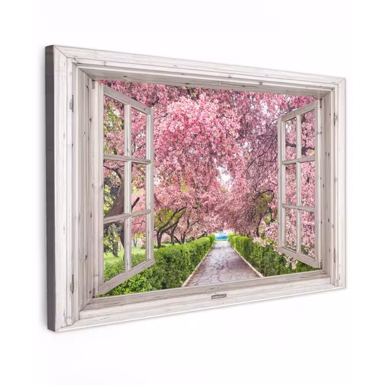 Buiten canvas - Uitzicht op Bloeiende Kersenbomen — 1