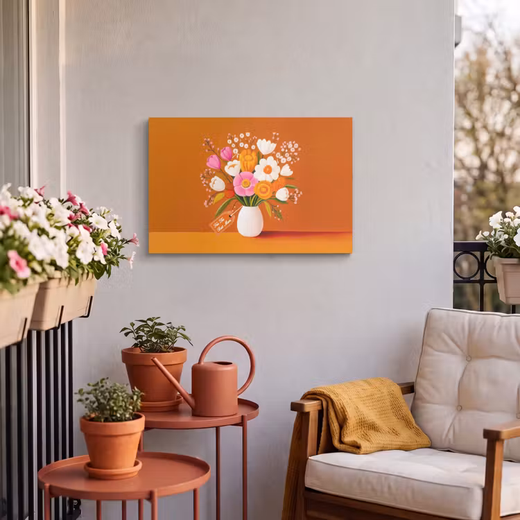 Buiten canvas - Vaas - Bloemen - Oranje — 4
