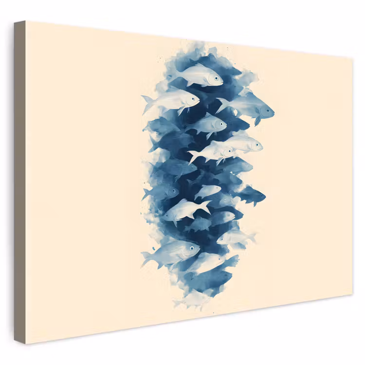 Buiten canvas - Vissen - Minimalistisch - Blauw — 1