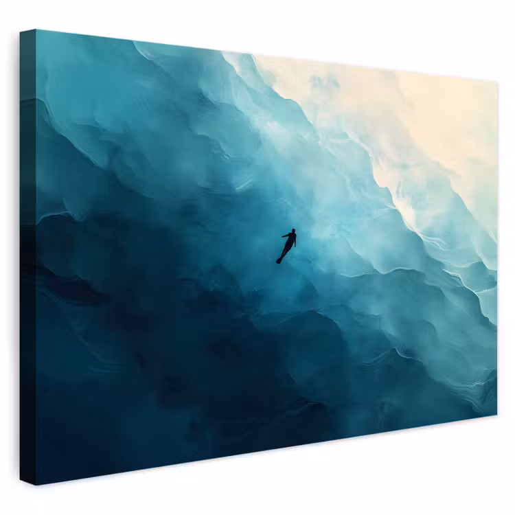 Buiten canvas - Zee - Silhouet - Abstract - Blauw — 1