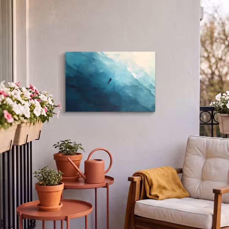 Buiten canvas - Zee - Silhouet - Abstract - Blauw — 4