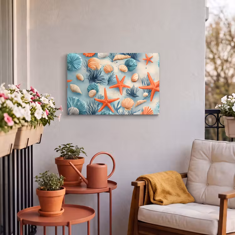 Buiten canvas - Zeesterren - Schelpen - Illustratie - Zand — 3
