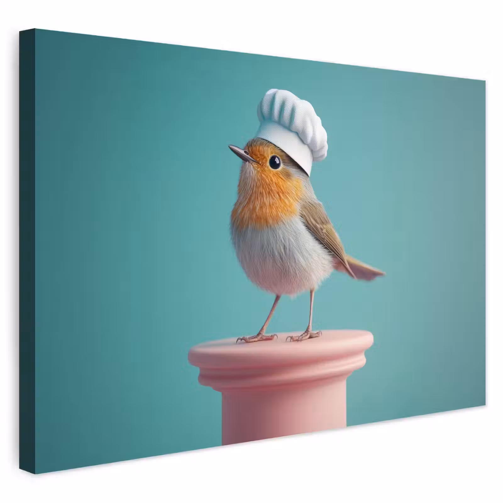 Buiten canvas - Roodborstje - Vogel - Koksmuts - Sokkel — 1